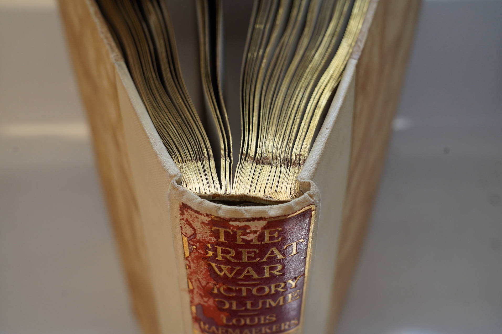 Raemaekers, Louis - The Great War Victory Volume. The Final Phase from the Entry of America to the Conclusion of Peace. Limited Edition (of 1030 copies, signed by the artist). title printed in red and black, 92 mounted p
